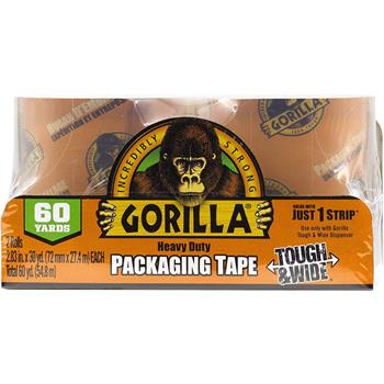 Gorilla Glue Heavy Duty Packaging Tape, 2.83&quot; x 30 yds, Clear, 2/Pack