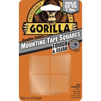 Gorilla Glue Tough &amp; Clear Mounting Squares, 1&quot; Length x 1&quot; Width, Clear