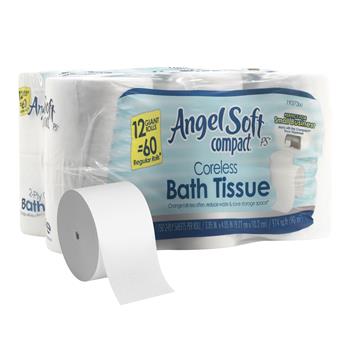 Angel Soft Compact&#174; Premium Embossed Toilet Paper, Coreless, 2-Ply, 750 Sheets, 12 Rolls/CT