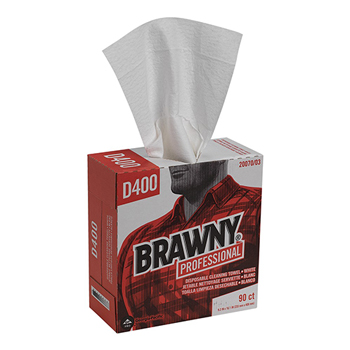 Brawny Industrial Medium-Duty Premium Wipes, 9-1/4 x 16-3/8, White, 90/BX