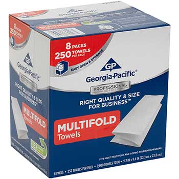 Georgia Pacific&#174; Professional Premium Multifold Paper Towels, 1-Ply, White, 250/Pack, 8 Packs/CT