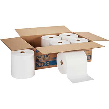 Pacific Blue Select Recycled Paper Towel Roll, White, 1000&#39;, 6 Rolls/CT
