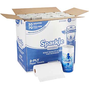 Sparkle Professional Series Perforated Kitchen Paper Towel Rolls, 2-Ply, 70 Sheets, 30 Rolls/CT