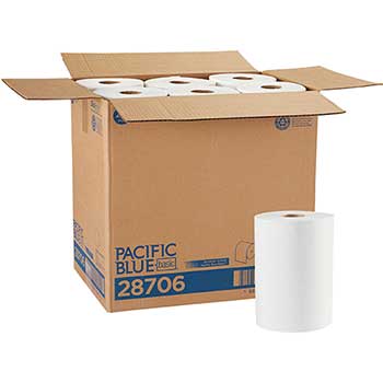 Pacific Blue Basic™ Paper Towel Roll, White, 350&#39;, 12 Rolls/CT