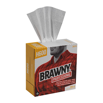 Brawny Industrial Lightweight Shop Towel, 9-1/10&quot; x 12-1/2&quot;, White, 200/Box