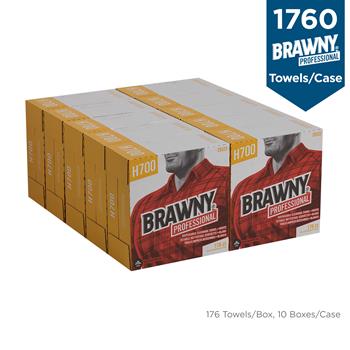 Brawny Industrial Heavyweight HEF Disposable Shop Towels, 9 x 12.5, White, 176/Box, 10 Box/CT