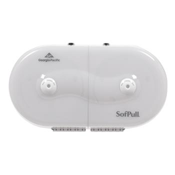 SofPull 2-Roll Side-by-Side Center Pull Mini Toilet Paper Dispenser, White