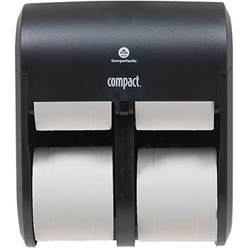Georgia Pacific Professional Compact Quad&#174; 4-Roll Quad High-Capacity Toilet Paper Dispenser, Coreless, 11.75”W x 6.90”D x 13.25”H, Black