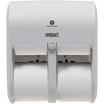 Georgia Pacific Professional Compact Quad&#174; 4-Roll Quad High-Capacity Toilet Paper Dispenser, Coreless, 11.75”W x 6.90”D x 13.25”H, White