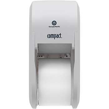 Georgia Pacific Professional 2-Roll Vertical High-Capacity Toilet Paper Dispenser, Coreless, 6.0”W x 6.5”D x 13.5”H, White