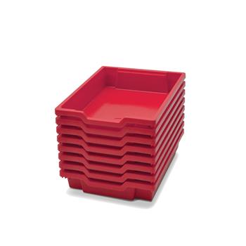 Gratnells Shallow F1 Tray, Flame Red, 8/Pack