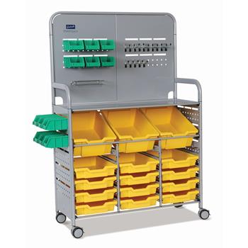 Gratnells Silver MakerSpace Cart, 3 Deep F2 &amp; 12 Shallow F1 Sunshine Trays