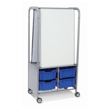 Gratnells Silver MakerHub Cart with Runners, 2 Magnetic Boards, &amp; 4 Deep F2 Royal Blue Trays