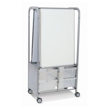 Gratnells Silver MakerHub Cart with Runners, 2 Magnetic Boards, &amp; 4 Deep F2 Translucent Trays