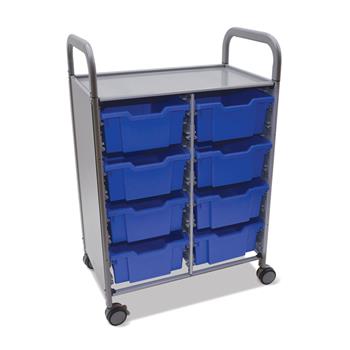 Gratnells Callero Double Cart with 8 Deep trays in Royal Blue Trays