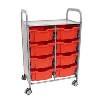 Gratnells Callero Double Cart with 8 Deep Trays in Flame Red