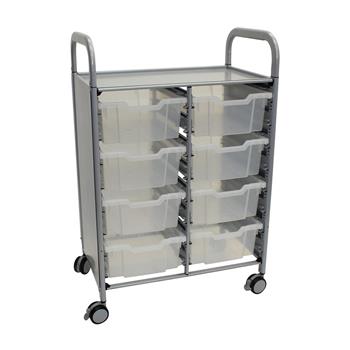 Gratnells Callero Double Cart with 8 Deep trays in Translucent Trays