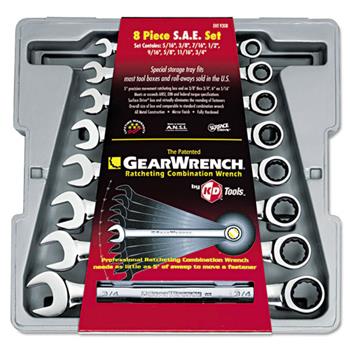 GearWrench GearWrench 8-Piece Ratcheting-Box Combo Wrench Set, SAE, 5/16&quot; to 3/4&quot;, 12-Pt Bx