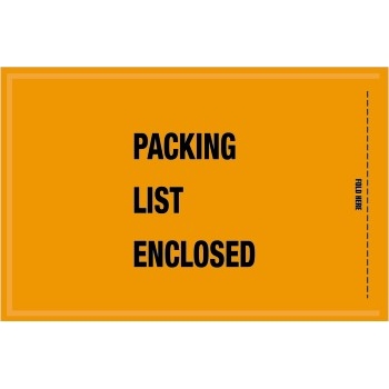 Tape Logic Mil-Spec Packing List Enclosed Envelopes, 5 1/4&quot; x 8&quot;, Orange, 1000/CS