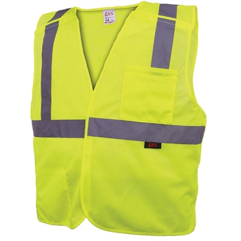GSS Safety Standard Class 2 Five Point Breakaway Vest, X-Large, Lime, 50/CS