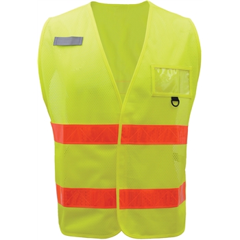 GSS Safety Non-ANSI Multi-Usage Utility Vest, Lime with Orange Prismatic Tape, 50/CS