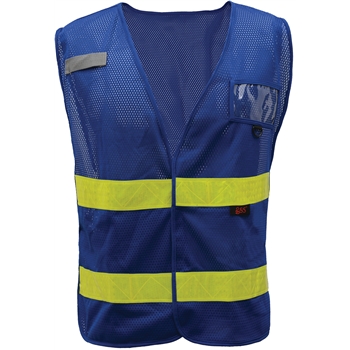 GSS Safety Non-ANSI Multi-Usage Utility Vest, Blue Vest w/Lime Prismatic Tape, 50/CS