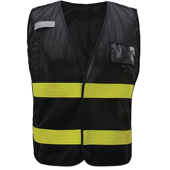 GSS Safety Non-ANSI Multi-Usage Utility Vest, Black Vest w/Lime Prismatic Tape, 50/CS