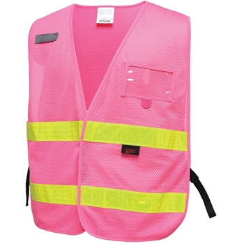 GSS Safety Incident Command Vest- Pink w/ Lime Prismatic Tape, One Size Fits All, 50/CS