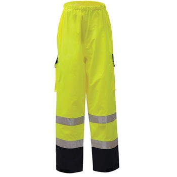 GSS Safety Class E Premium Waterproof Pants with Black Bottom, Small/Medium, Lime, 20/CS