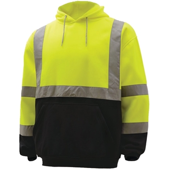 GSS Safety Class 3 Pullover Fleece Sweatshirt with Black Bottom, 2X-Large, Lime