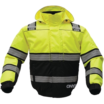 GSS Safety ONXY Class 3 Rip stop 3-N-1 Teflon Protection Winter Bomber Jacket w/Segment Tape-Lime, 2XL