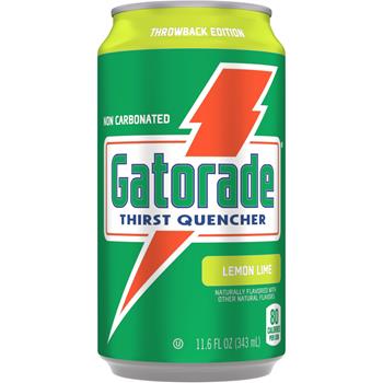 Gatorade Thirst Quencher Throwback Sports Drink, Lemon Lime Flavor, 11.6 fl oz, 24 Cans/Carton
