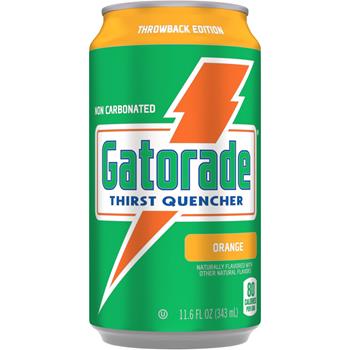 Gatorade Thirst Quencher Throwback Sports Drink, Orange Flavor, 11.6 fl oz, 24 Cans/Carton