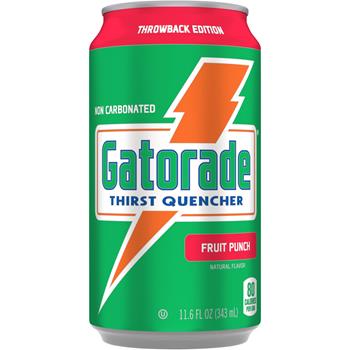Gatorade Thirst Quencher Throwback Sports Drink, Fruit Punch Natural Flavor, 11.6 fl oz, 24 Cans/Carton