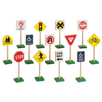 Guidecraft Block Play Traffic Signs, 7&quot;, 13/ST