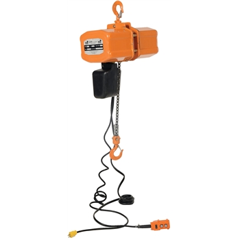 Vestil Economy Chain Hoist with Chain Container, 2000 lb. Capacity, 1 Phase Power