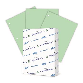 Hammermill Colors 3-Hole Punched Colored Paper, 20 lb, 8.5&quot; x 11&quot;, Green, 500 Sheets/Ream