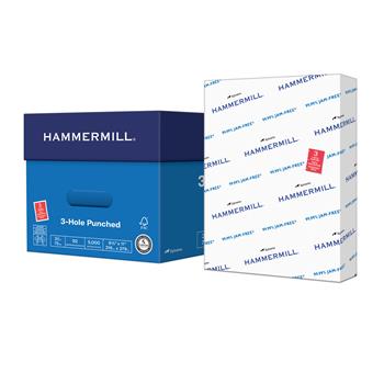 Hammermill Copy Plus 3-Hole Punched Copy Paper, 92 Bright, 20 lb, 8.5&quot; x 11&quot;, White, 500 Sheets/Ream, 10 Reams/Carton