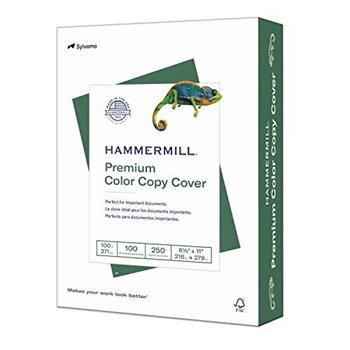 Hammermill Premium Color Copy Cover, 100 Bright, 100 lb, 8.5&quot; x 11&quot;, White, 250 Sheets/Pack