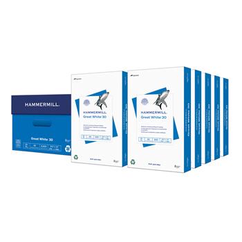 Hammermill Great White 30 Recycled Copy Paper, 92 Bright, 20 lb, 8.5&quot; x 14&quot;, White, 500 Sheets/Ream, 10 Reams/Carton