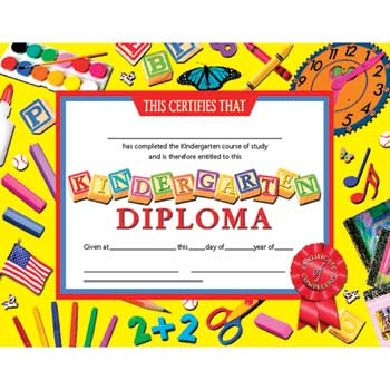 Hayes Publishing Certificates, Kindergarten Diploma, 8 1/2&quot; x 11&quot;