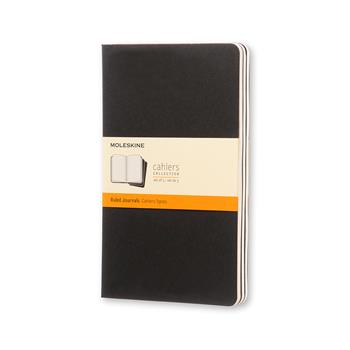 Moleskine Cahier Journal, Narrow Ruled, 5&quot; x 8.25&quot;, White Paper, Black Cover, 80 Pages, 3 Journals/Pack