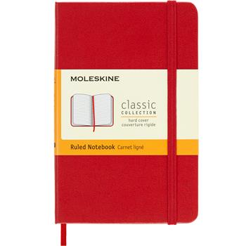 Moleskine Hardcover Notebook, Plain, 5.5&quot; x 3.5&quot;, White Paper, Red Cover, 192 Sheets