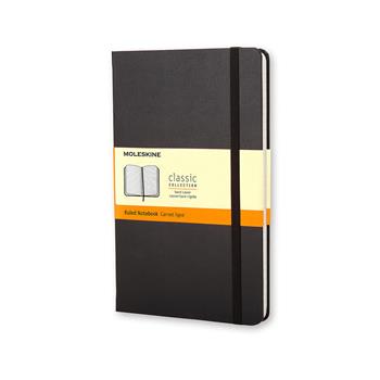 Moleskine Hardcover Notebook, Ruled, 5.5&quot; x 3.5&quot;, White Pages, Black Cover, 192 Sheets