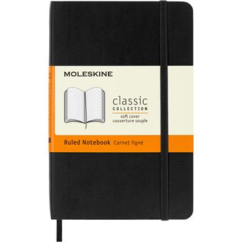 Moleskine&#174; Classic Softcover Notebook, Ruled, 5 1/2 x 3 1/2, Black Cover, 192 Sheets