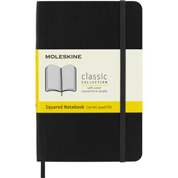 Moleskine&#174; Classic Softcover Notebook, Squared, 5 1/2 x 3 1/2, Black Cover, 192 Sheets
