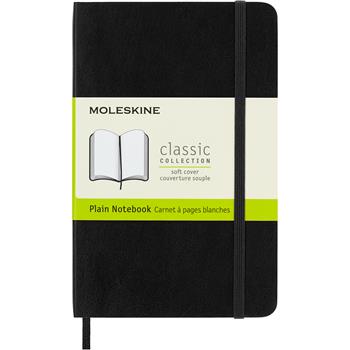Moleskine&#174; Classic Softcover Notebook, Plain, 5 1/2 x 3 1/2, Black Cover, 192 Sheets
