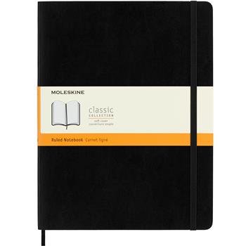 Moleskine&#174; Classic Softcover Notebook, Ruled, 10 x 7 1/2, Black Cover, 192 Sheets