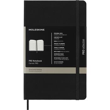 Moleskine Professional Notebook, Ruled, 5&quot; x 8.25&quot;,, White Paper, Black Cover, 240 Sheets