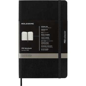 Moleskine Professional Notebook, Ruled, 5&quot; x 8.25&quot;, White Paper, Black Cover, 192 Sheets